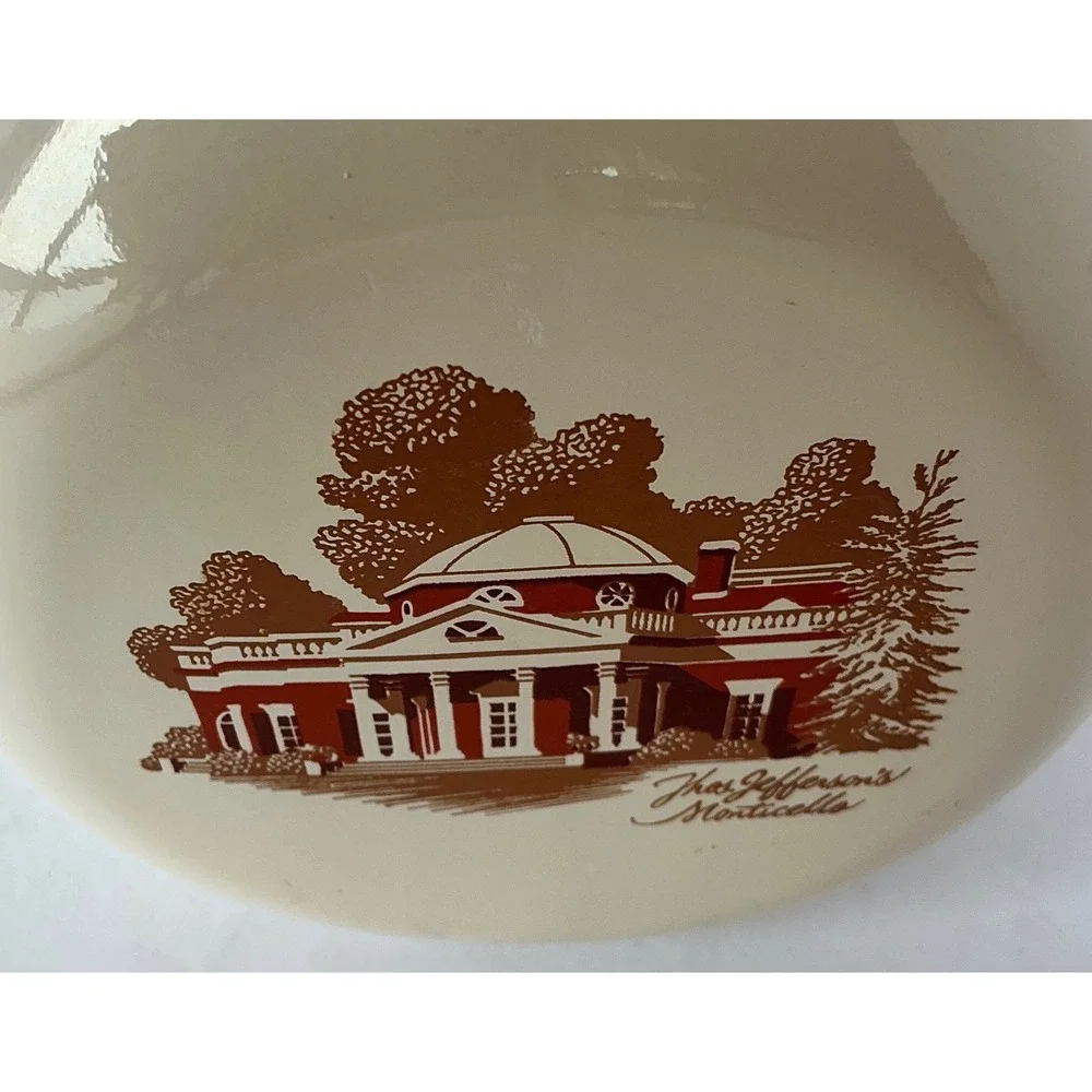 Vintage Monticello‎ Ceramic Decanter 1849 Stopper Cream Brown Small